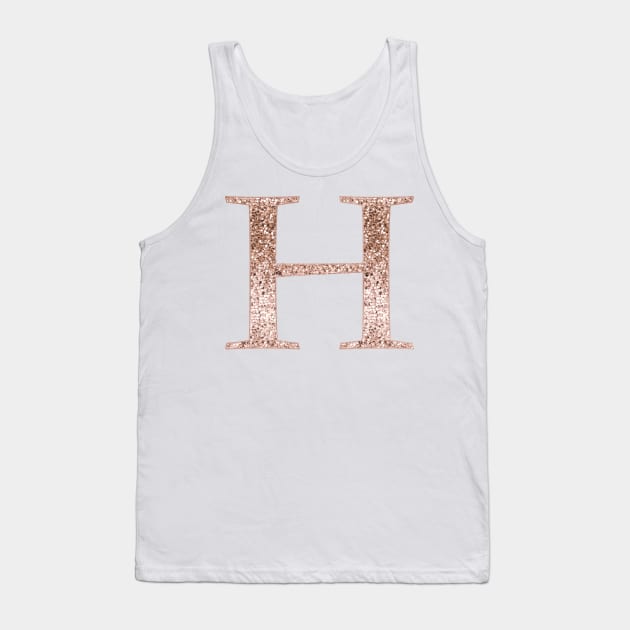 H rose gold glitter monogram letter Tank Top by RoseAesthetic